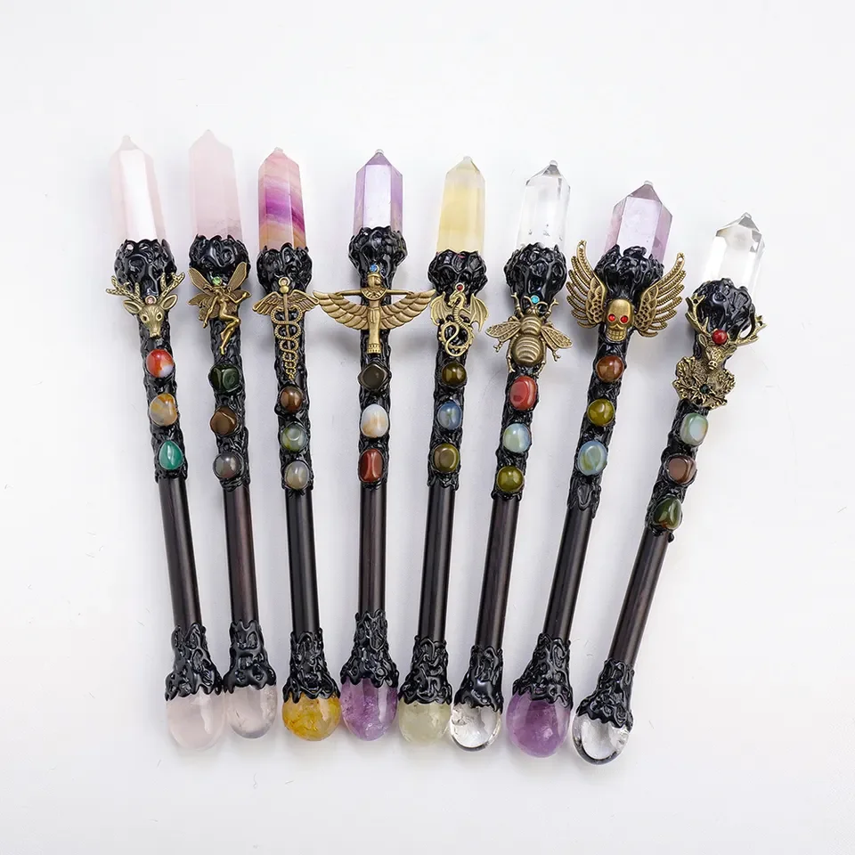 

Wholesale natural crystal point crystal magic wand healing energy gemstone decoration