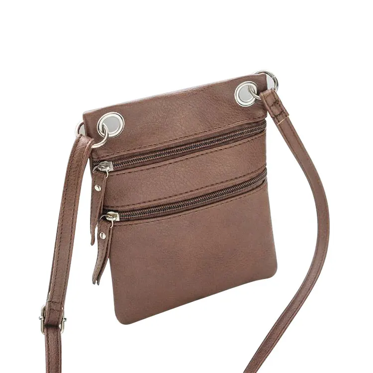 Waterproof PU Leather Mini Crossbody Bag Cell Phone Purse Wallet For Women small pure color Portable sling ladies