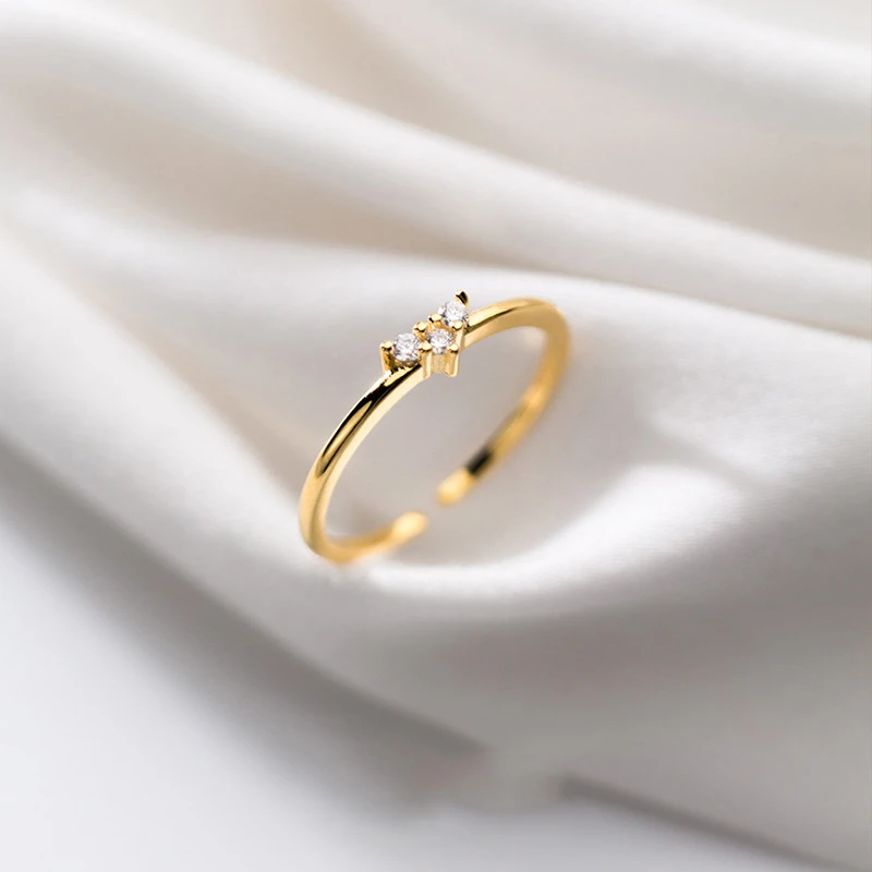 

Women's 925 Silver Fashion Simple Temperament Diamond Open Finger Couple Jewelry Ring