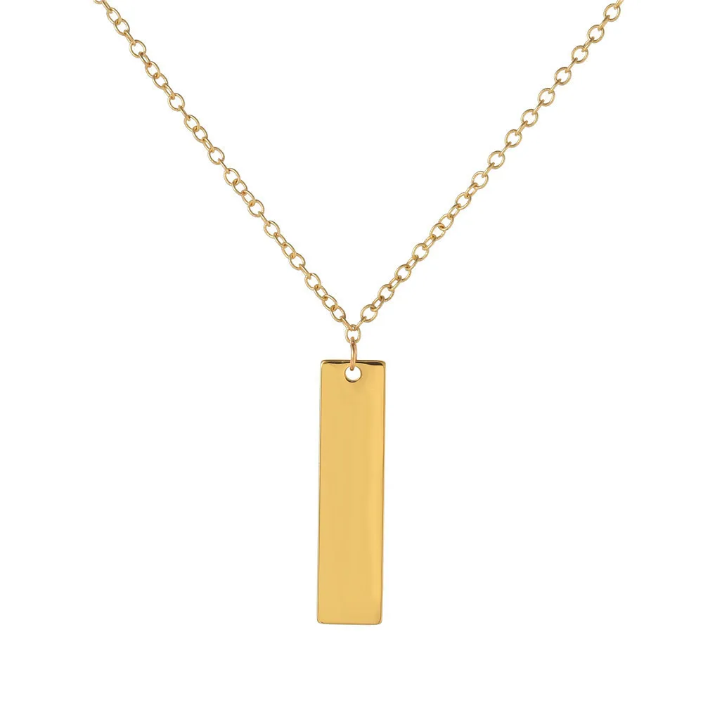 

Factory Wholesale Hip Hop Stainless Steel Glossy Square Long Pendant Necklace Titanium Steel Pendant Necklace