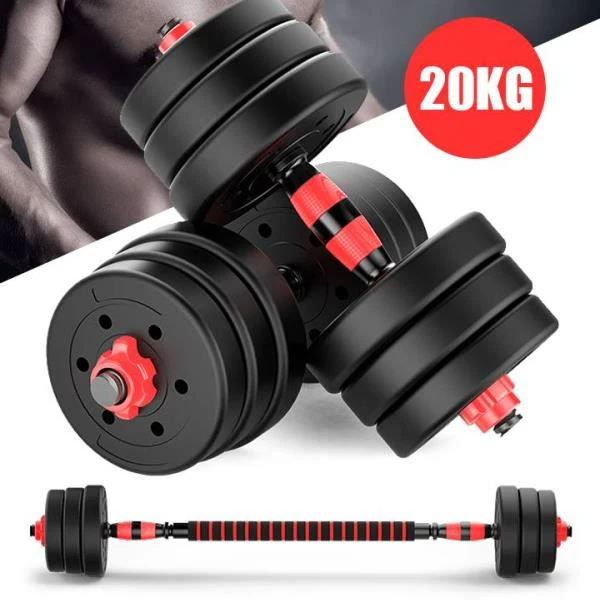 

wholesale fitness gym equipment cheap dumbbell set 20kg adjustable dumbbell set with rack, Red