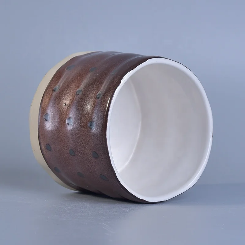 Vintage empty ceramic candle jar painted home decoration