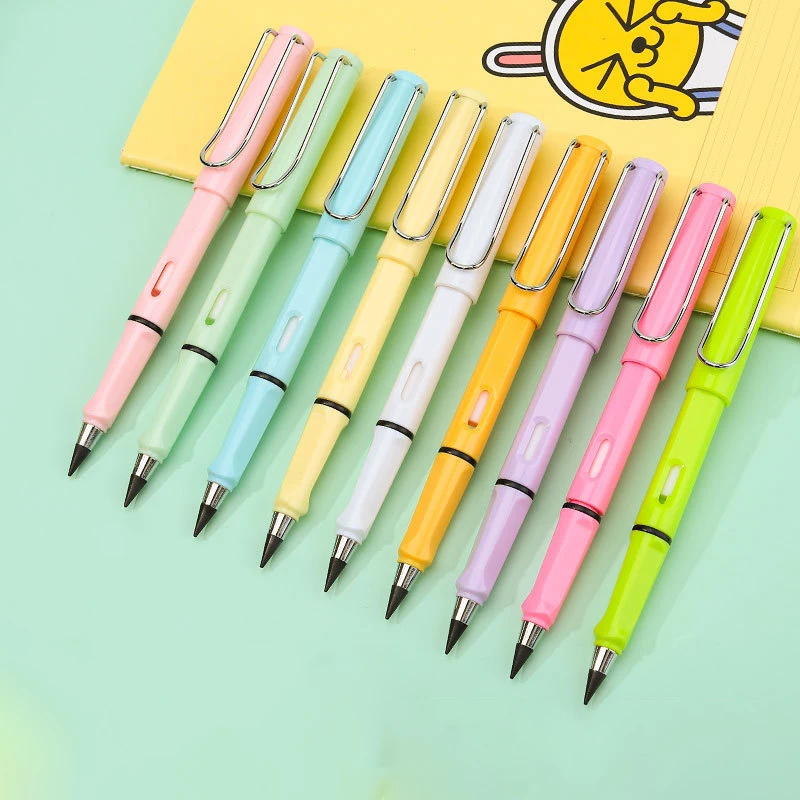 

Plastic Clip Forever Tip Nib No Ink Lead Break Hard Long Time Use Eternal Pen Inkless Pencil With Eraser