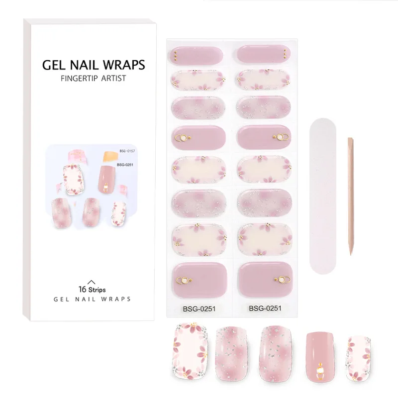 

Semi Cured Gel Nail Strips Gel Nail Polish StickersLong Lasting Easy To Apply DIY Nail Art Decals Works with Any Nail Lamps