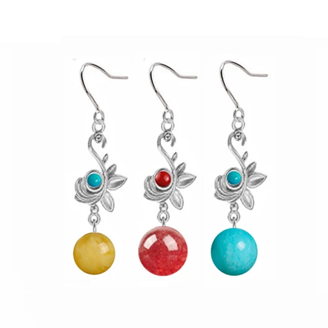 

Classical art flower S925 Earrings, Natural Gemstone Earrings for Women Dangle rhinestone pendant earrings shipping free