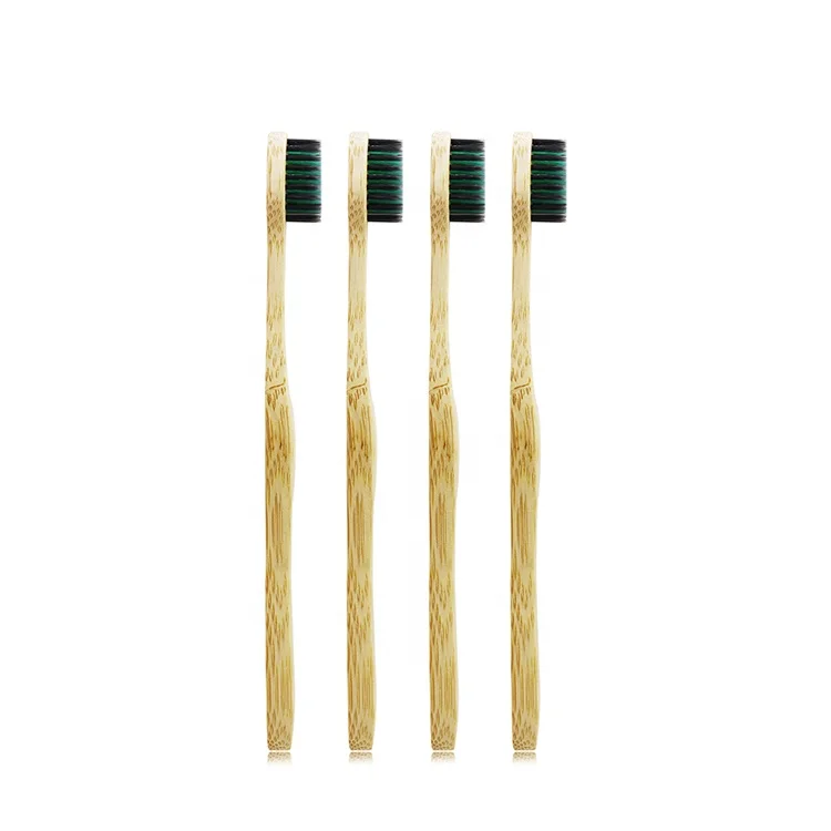 

Wave handle bamboo wooden toothbrush with sharpen bristles for home use