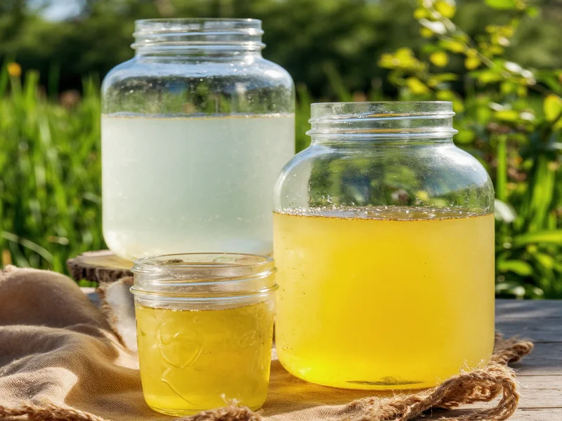 Homemade vinegar weed killer ingredients in mason jars