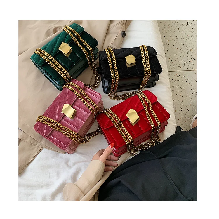 

Velvet Luxury Crossbody Bags Women Vintage Velour Handbags Designer Special Lock Ladies Chain Messenger Bags Female Purses Bolsa