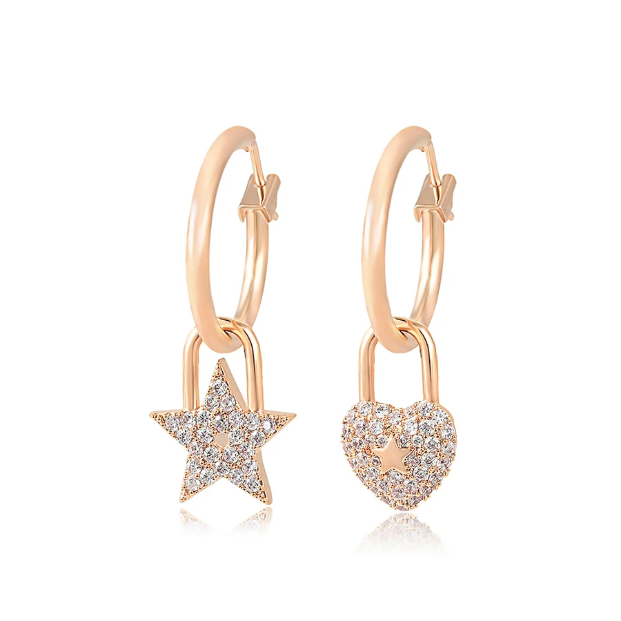 

earring 420 xuping Fashion elements Star and Moon rose gold asymmetric earring jewelry
