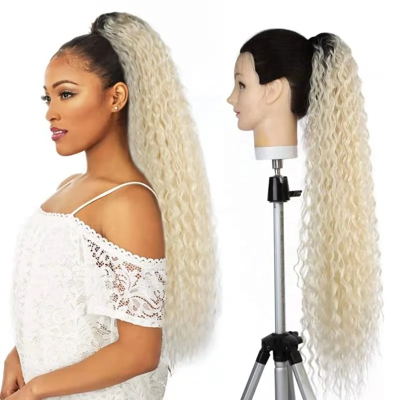 

Long Curly Ponytail Synthetic Hair Extension Drawstring Hair Ponytail Extensions for Women Blonde Black Horse Tail
