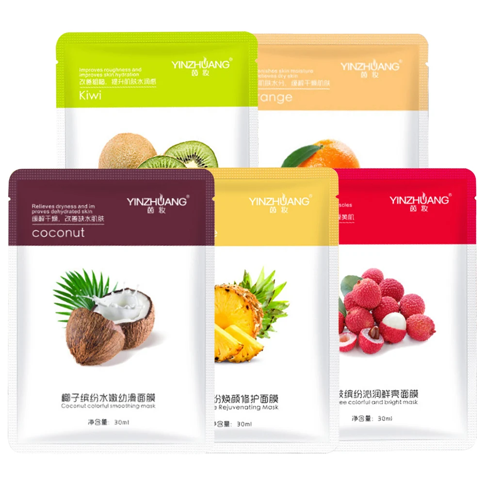 

skin care Coconut & Pineapple & Litchi & Kiwi & Orange Fruit Extract Facial Wrapped Mask