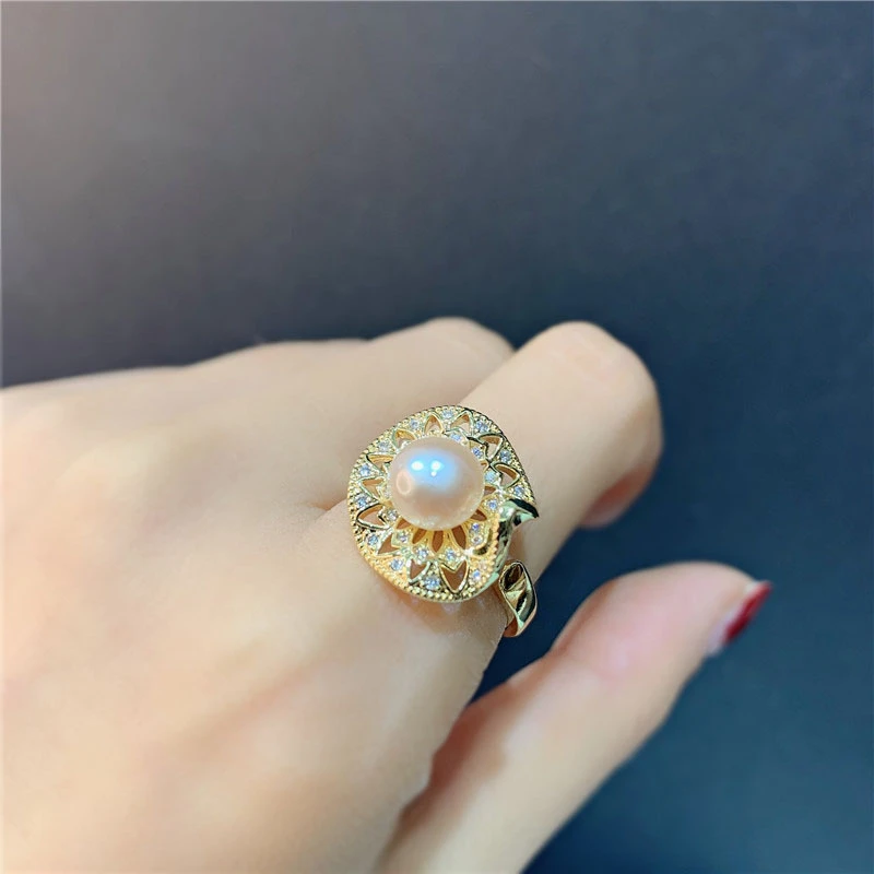 

Aimgal Jewelry New big14-karat gold zircon Baroque pearl opening adjustable ring