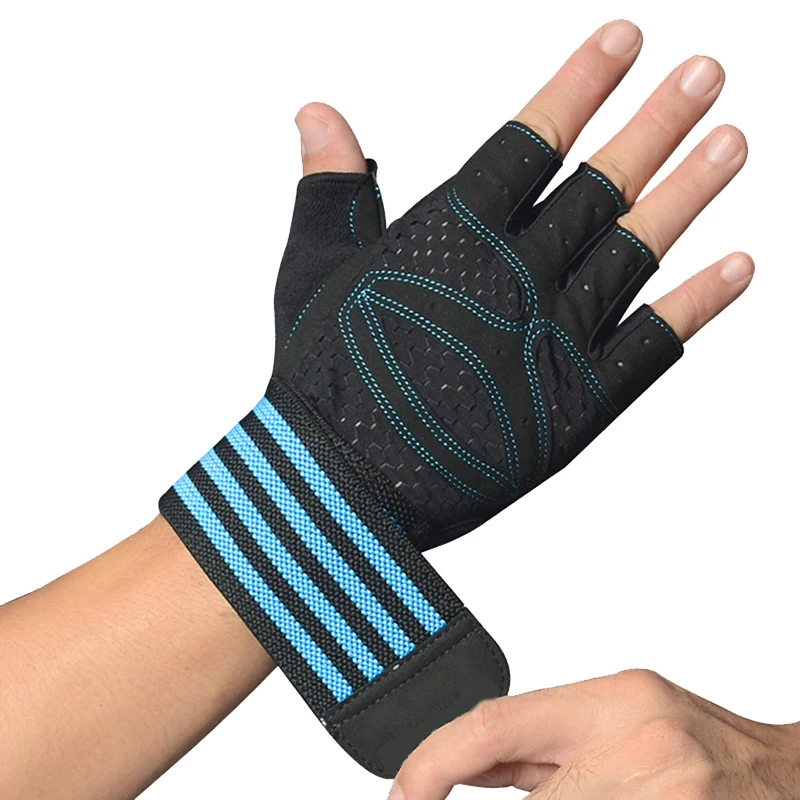 

Amazon Hot Sale Powerlifting Wrist Wraps Half Finger Workout Gym Gloves, Pink/grey/black