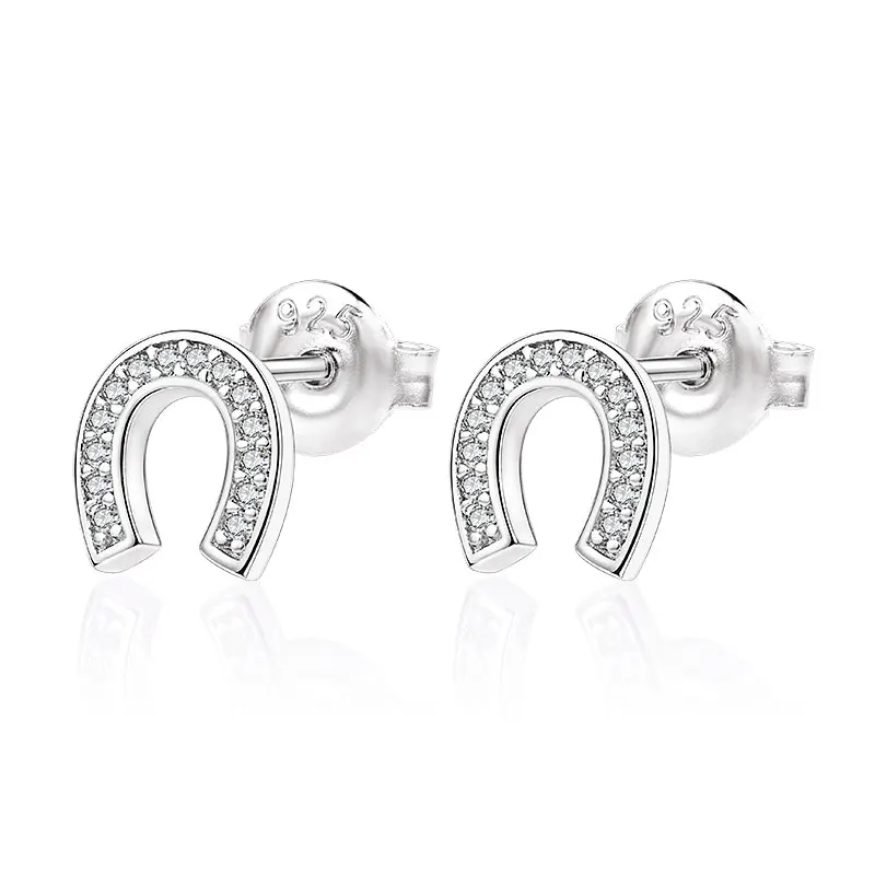 

round elegant silver earrings circle women 925 sterling u-shaped earrings