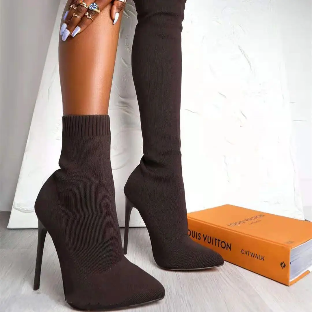 

Women winter sexy stiletto super high heel pointed toe 40-43 over the knee boots thigh high, Black,brown,red,grey