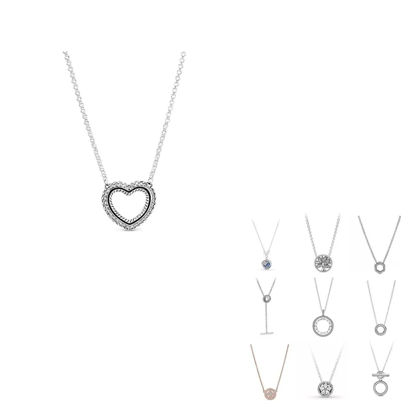 

Charm Pandora S925 Silver Sparkling Snowflake Clavicle Chain Interstellar Blue Earth Necklace Rotating Heart Lady Necklace, Silver gold copper bronze black