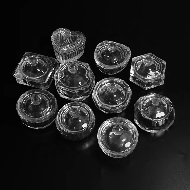 

Clear Crystal Glass Nail Dappen Dish Acrylic Powder Liquid Dish Acrylic Powder Liquid Cup Holder