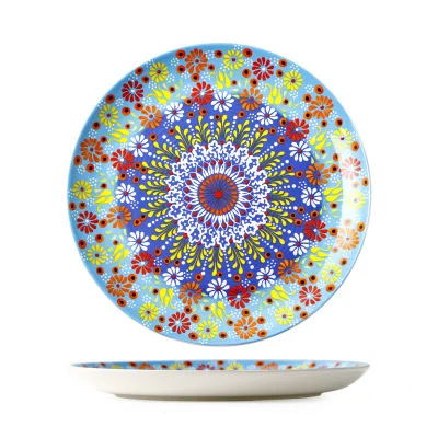 

Creative hand painted flower ceramic dinner plate, As picture
