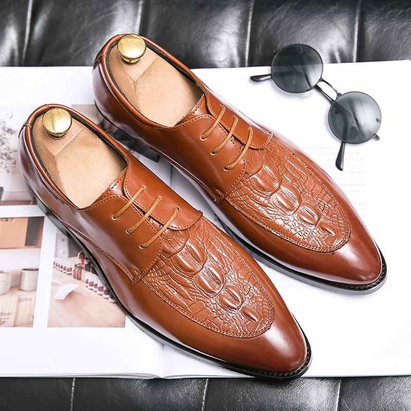 

Amazon Hot sale wedding formal dress genuine leather shoes mens dress fashion shoes for men, 2 colors