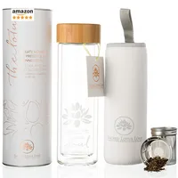 

Glass Tea Tumbler Infuser Bottle & Strainer for Loose Leaf, Herbal, Green Tea, Coffee or Fruit Water Infusions. 450ml/15oz