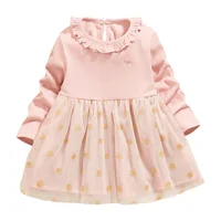 

infant girl spring autumn long sleeve Sequined polka dots kid fit mesh baby dress girl