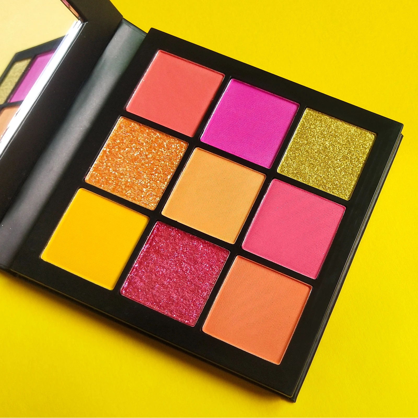 

Private label makeup cosmetics no brand wholesale makeup pressed 9 color orange eyeshadow palette, 9 colors