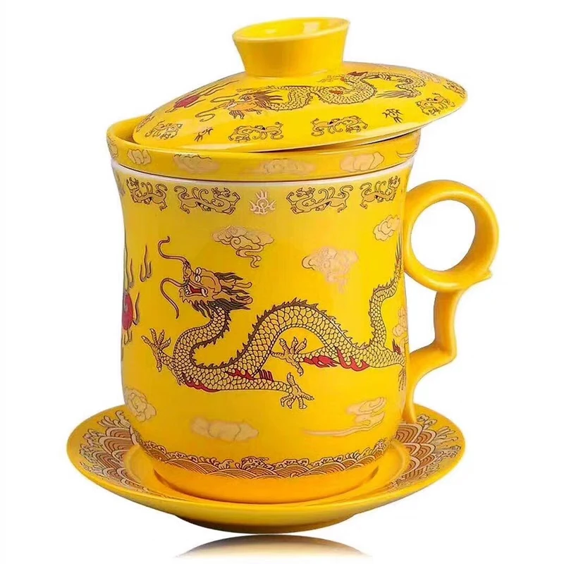 

Rts 4pcs Cup Chinese Kung Fu Tea Porcelain Mugs Dragon Style Traditional Tea Cup Set Wholesale High Quality Dragon Cup For One P, As pic shows