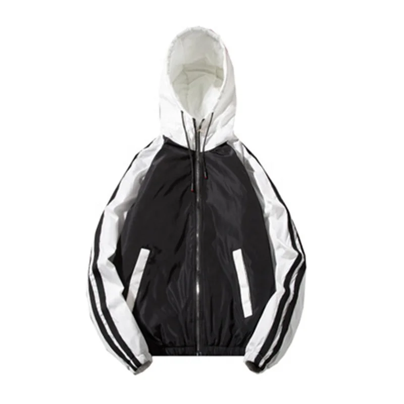 

2021 Sports Stripes Hooded Men's Jackets, White/red/blue