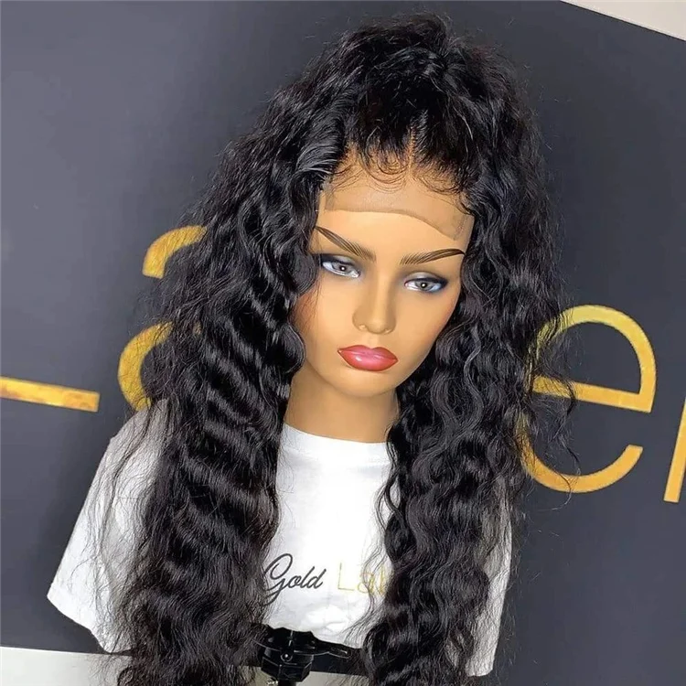 

Hot Beauty Water Wave Wig 4x4 Closure Wigs Human Hair Lace Front Brazilian Virgin Hair Wigs, #1b natural black,virgin hair wigs