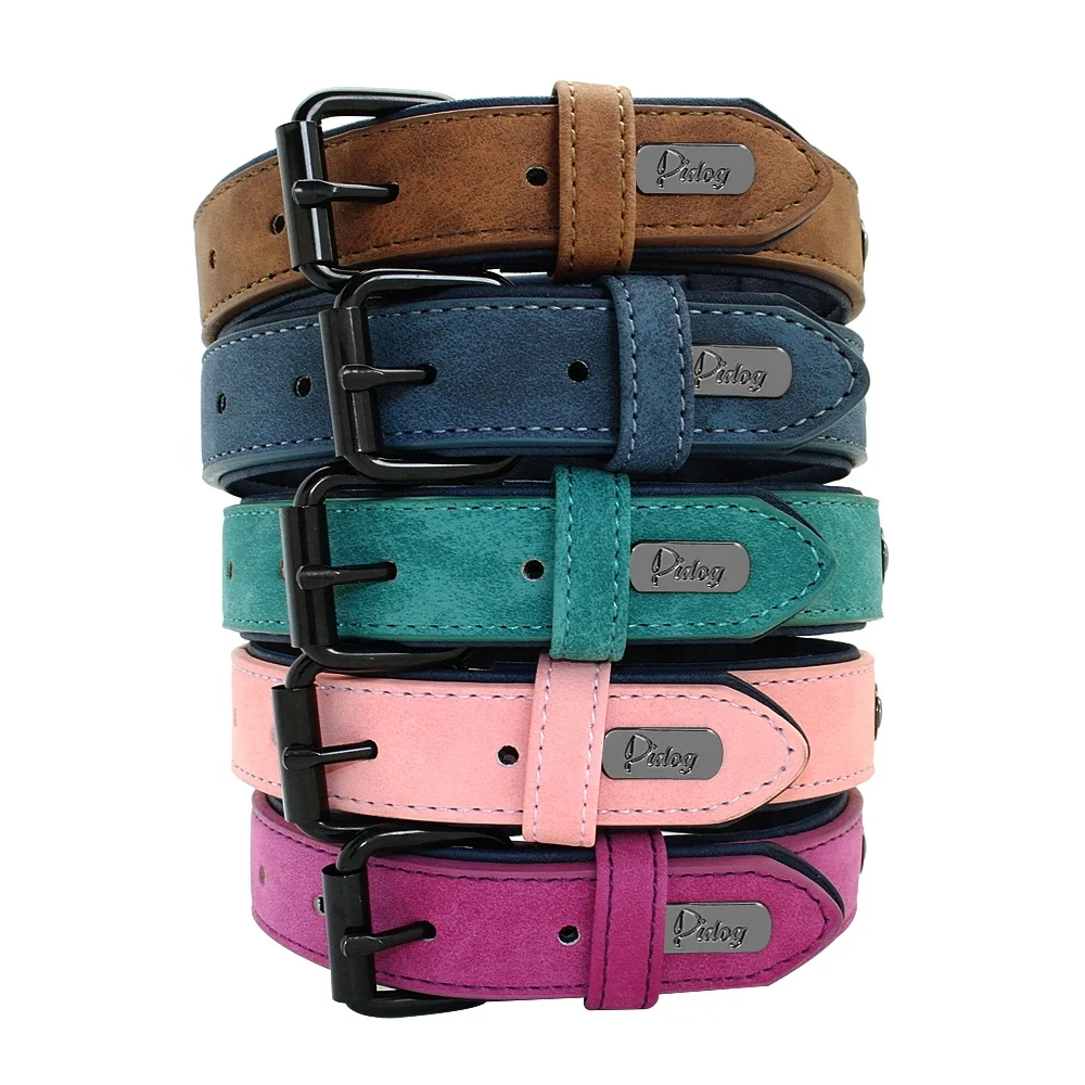 

Didog Hot Sale New Customized Microfiber Leather Dog Collar For Small Medium Large Dogs, Blue,brown,green,pink,purple