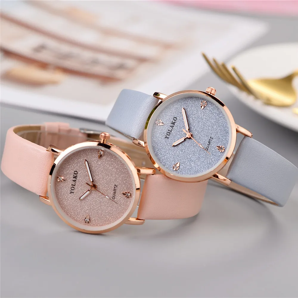 

Luxury Watch Women YOLAKO Casual Relogio Feminino Wristwatch Quartz Leather Band Starry Sky Reloj Mujer Watches