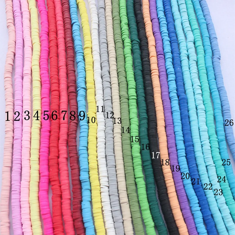 

Flat Round Polymer Clay Beads Chip Disk Loose Spacer Handmade Beads For DIY Jewelry Making