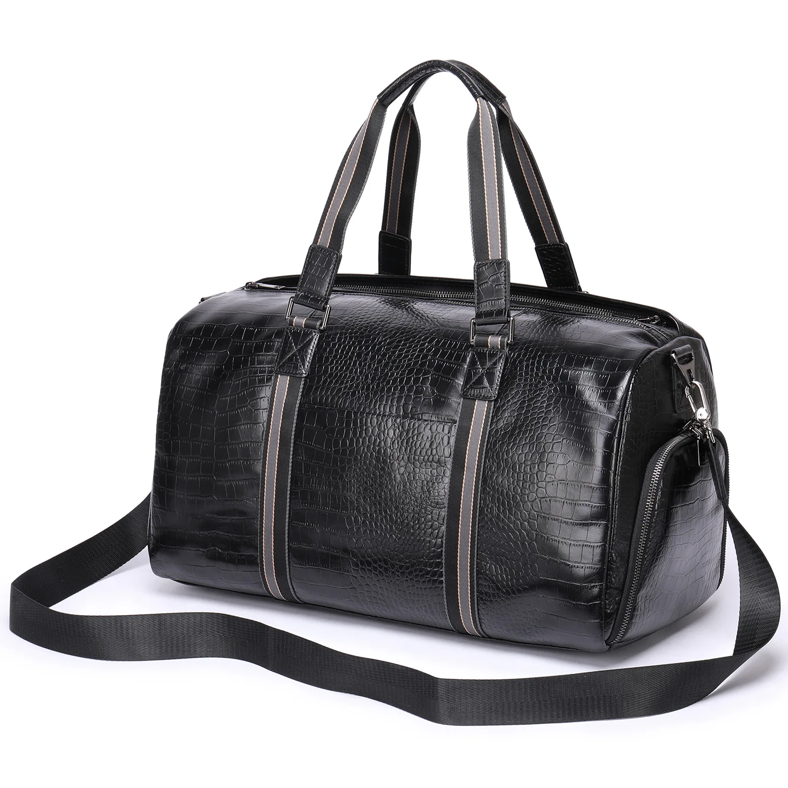 

Customized Cow Leather Handbags Man Speedy Style Genuine Leather Bags Guangzhou Handmade Men Purse Duffle Bag, Black