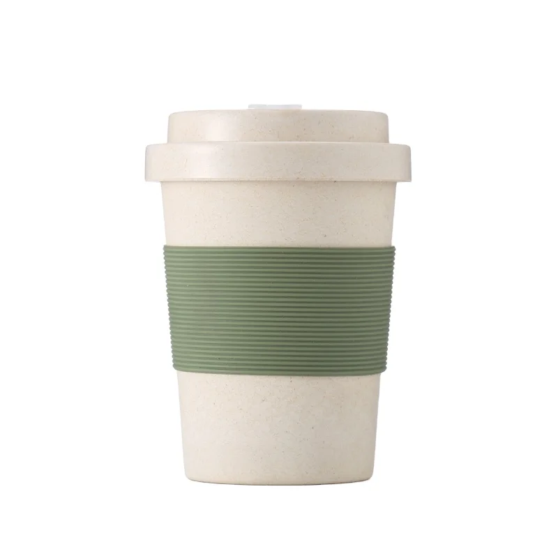 

350ml Coffee Mug Reusable Bamboo Fiber Water Cup with Silicone Sleeve, Eco-Friendly, Customized color acceptable