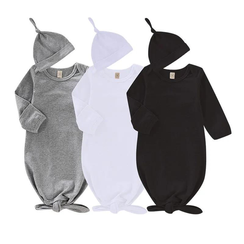 

Amazon Hot Selling Solid Color Baby Gown 0-6month Baby Sleeping Bag 100% Cotton Long Sleeve Baby Sleeping Bags, Gray,white,black