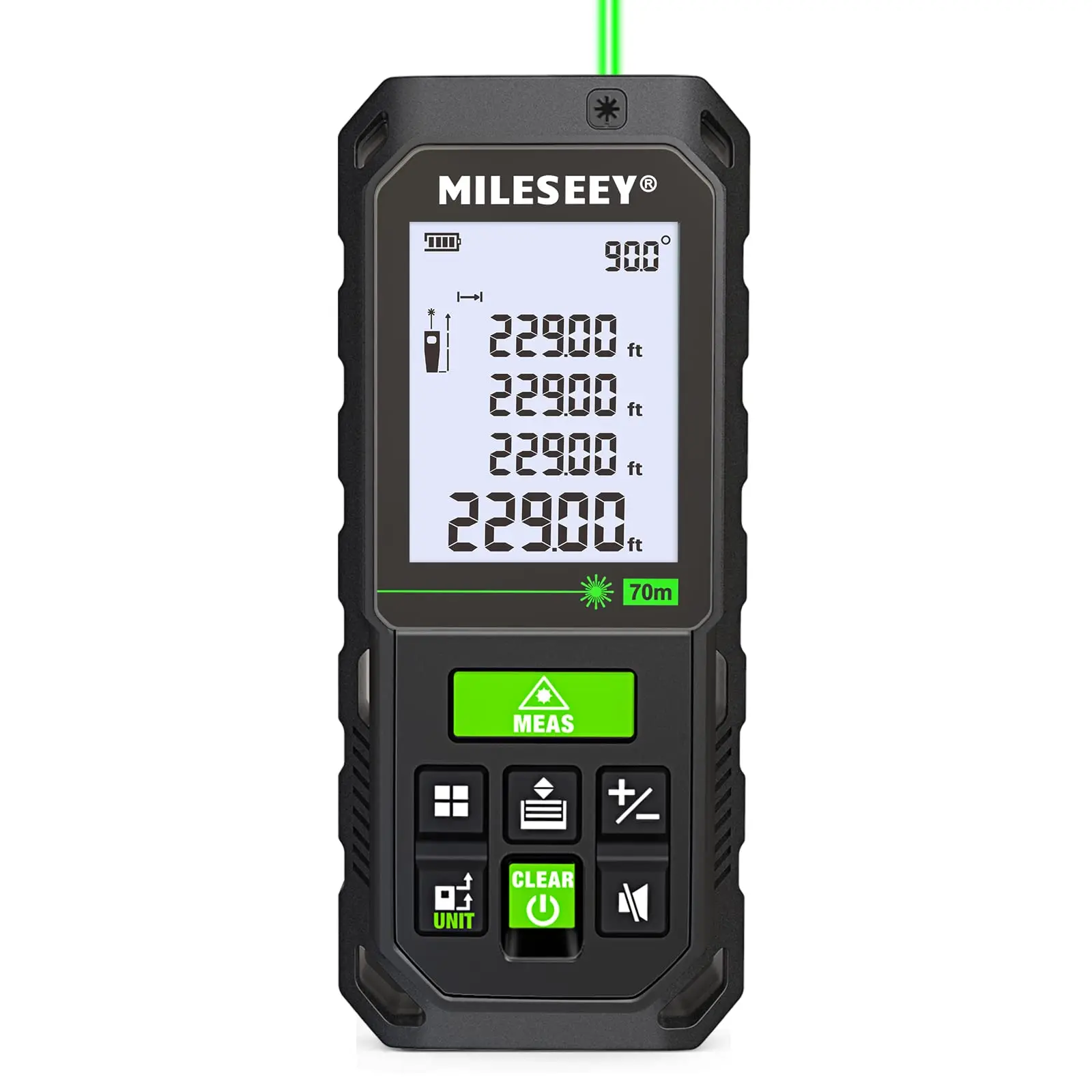 

MiLESEEY S8G Laser Measure Tape Green Beam 229ft with Angle Sensor IP65 Pythagorean Distance Area Volume Measuring