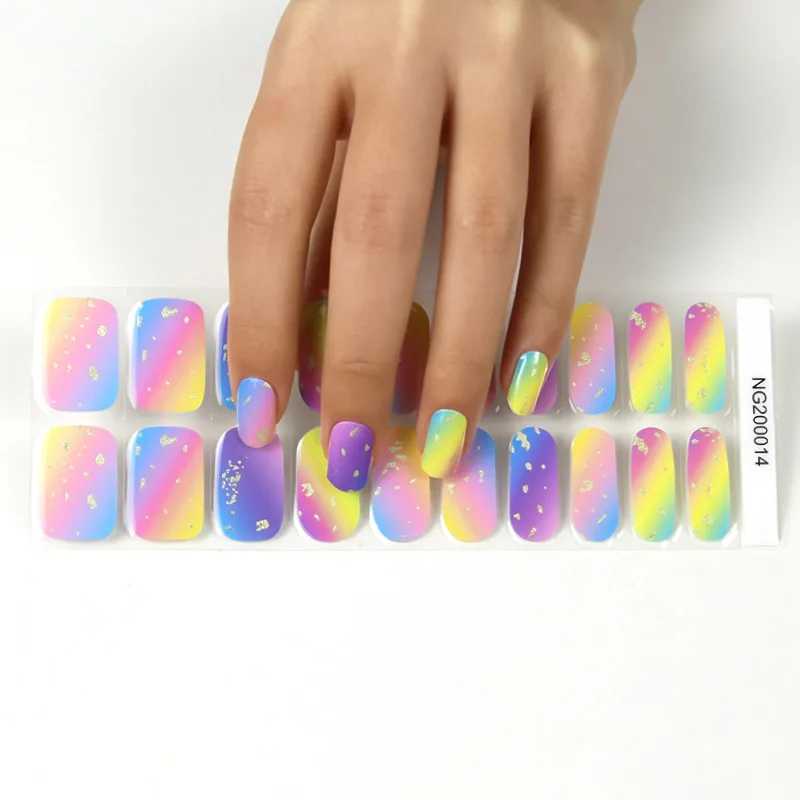 

Ombre Flower Iridescent Semi-cured Korea Nail Gel Sticker UV Gel Nail Wraps Pastel