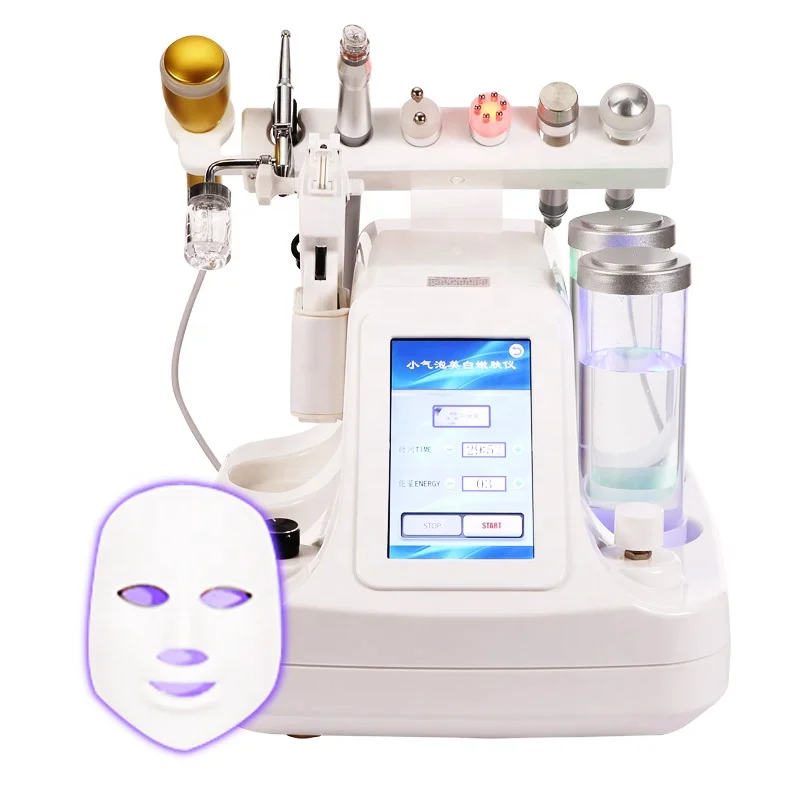 

7 In 1 Dermabrasion Skin Hydra Cleaning Water Oxygen Jet Peel Beauty Facial Care Oxygen Equipment H2O2 Small Bubble Machine, White
