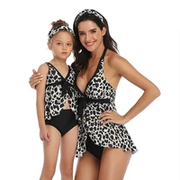 

2020 Beach Wear Leopard Printing Two Piece Set Mom And Daughter Matching High Waist Swimwear Bikini