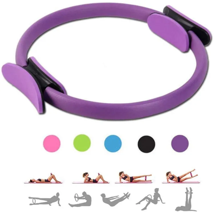 Yoga Pilates Ring Fitness Double Handled Exercise Circle Resistance Wheel Home 