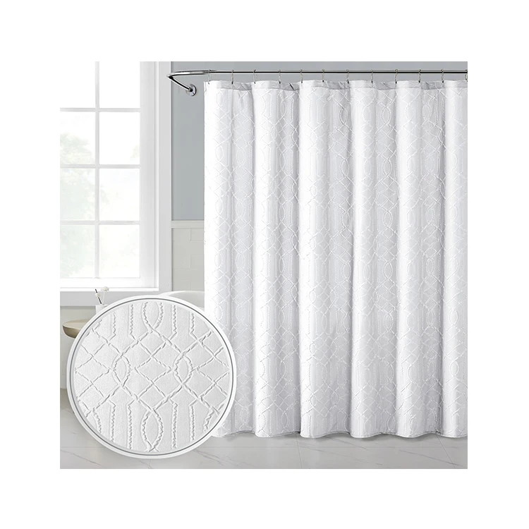 

Manufacturer Factory Price Customized Designer 100% Polyester OWENIE White Shower Curtain For Bathroom