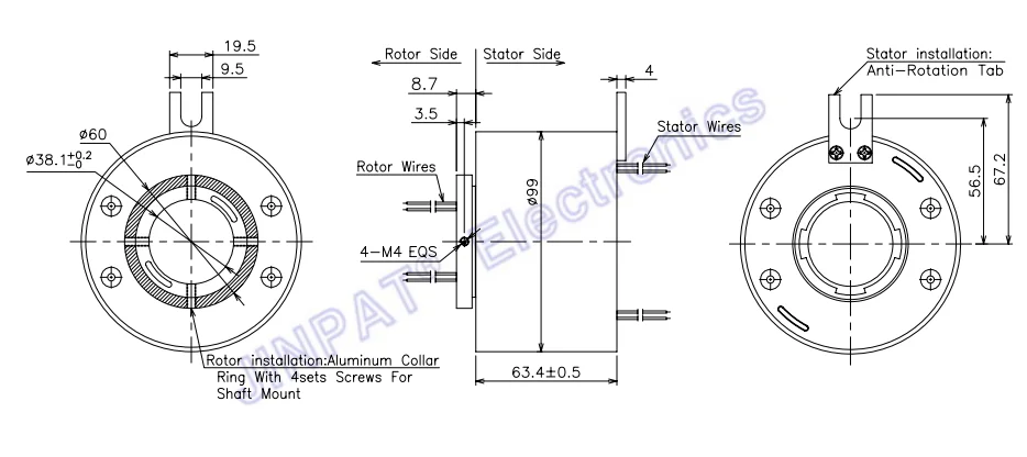 240VAC Industrial Slip Ring 12 Circuit 5A