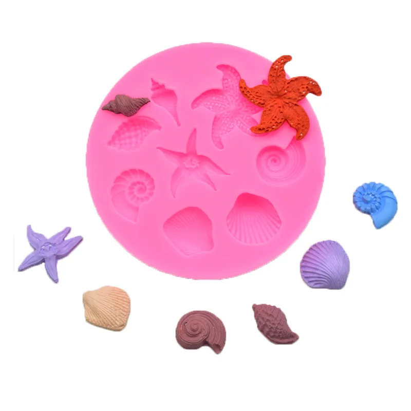 

DIY Baking Shell Conch Starfish Ocean Elements Fondant Liquid Silicone Cake Fondant Chocolate Mold for Baking Pastry Accessories