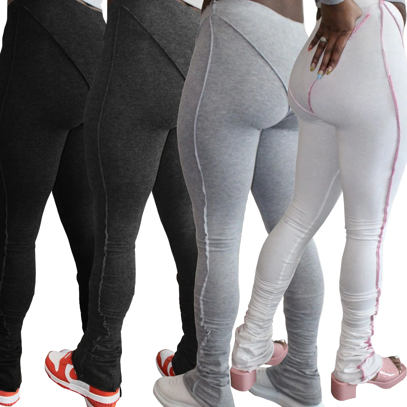 

clothing wholesale 2021 fall Custom high quality sports polyester cotton fabric plain dyed womens sweat pants for sale