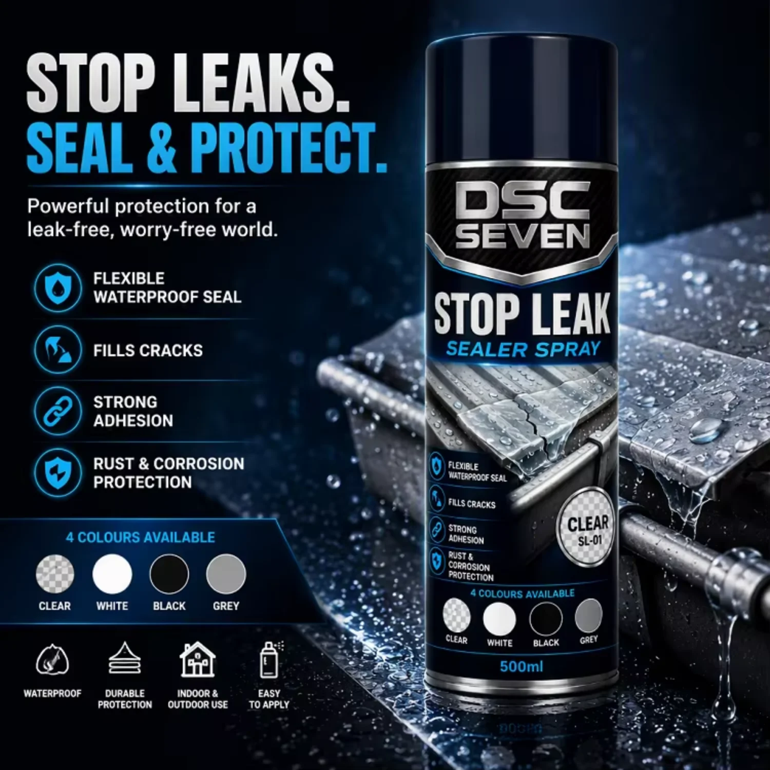 Elastic Waterproof Sealant Spray Stop Leak Rubber Coating for Metal Gutter & Drain Pipe