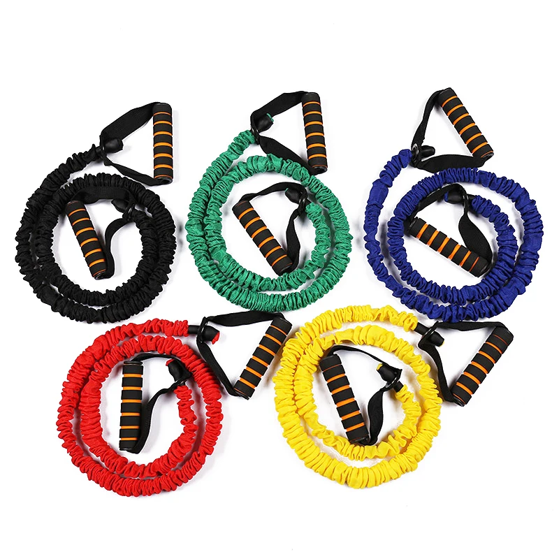 

Latex one-line break-proof pull rope puller fitness elastic rope resistance band with foam handle