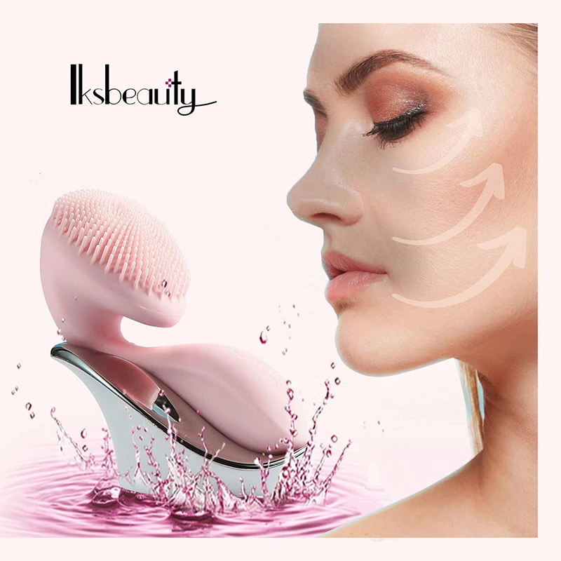 

Waterproof Electric Sonic Facial Exfoliating Cleaner Silicone Facial Cleansing Brush With Durable No Need To Change Brush Head, Pink/white/customization