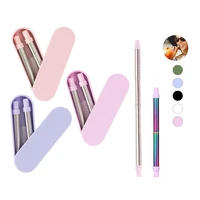 

Telescopic Metal Travel Straws Reusable Portable Collapsible Straw Stainless Steel Drinking Straws with Case & Cleaning Brush