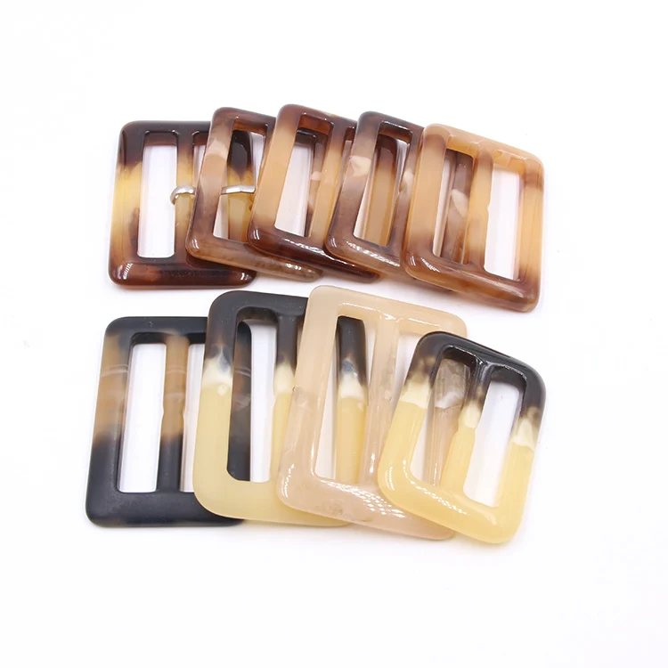 

50% Off Wholesale Acetate Acrylic Square Rectangle Swimwear Buckle Custom Women Bikini Tortoiseshell Resin Acrylic Buckles, Customized colors