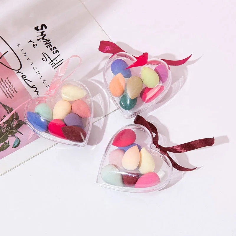 

New Arrivals Hot Selling Mini 8pcs Mix Color Heart Shape Makeup Sponge Set Beauty Blending Makeup Tools